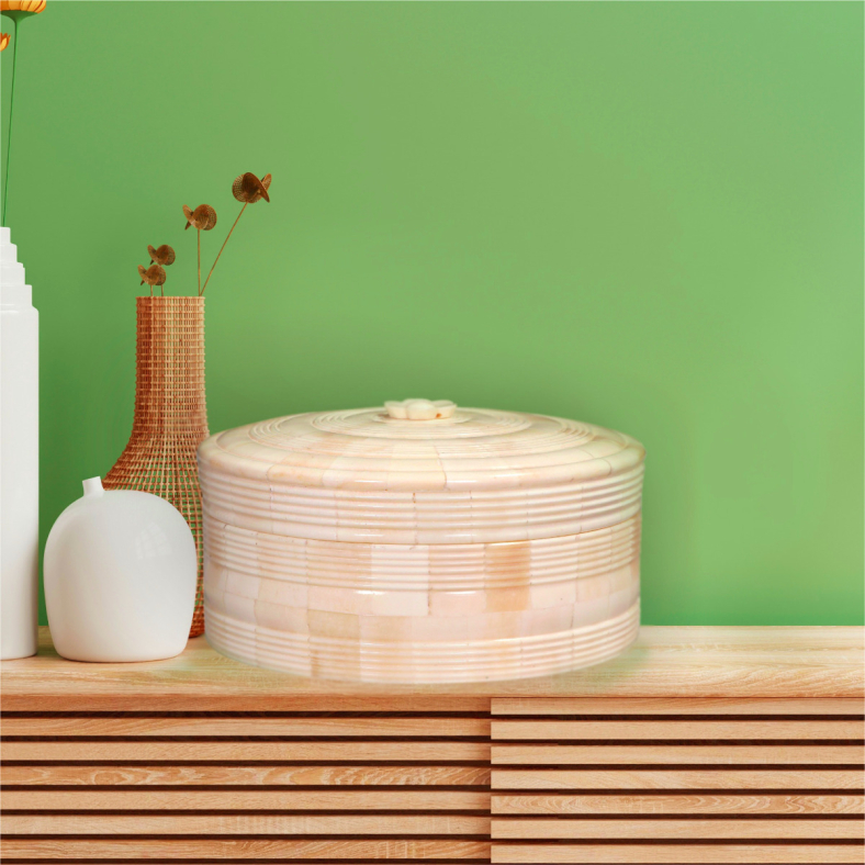 Ayberk Round Bone Inlay Box