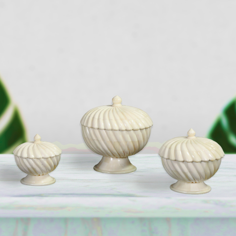 Bedri Round Bone Inlay Box, Set Of 3