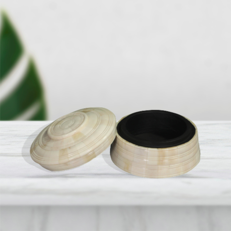 Behice Round Bone Inlay Box 