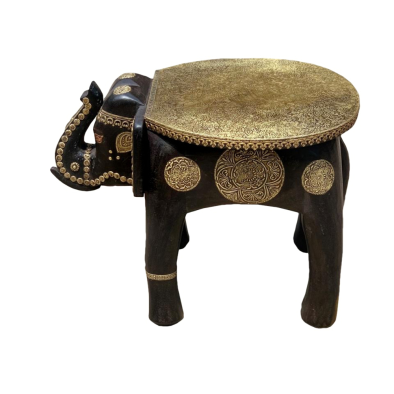 Tembo Wood And Brass Stool