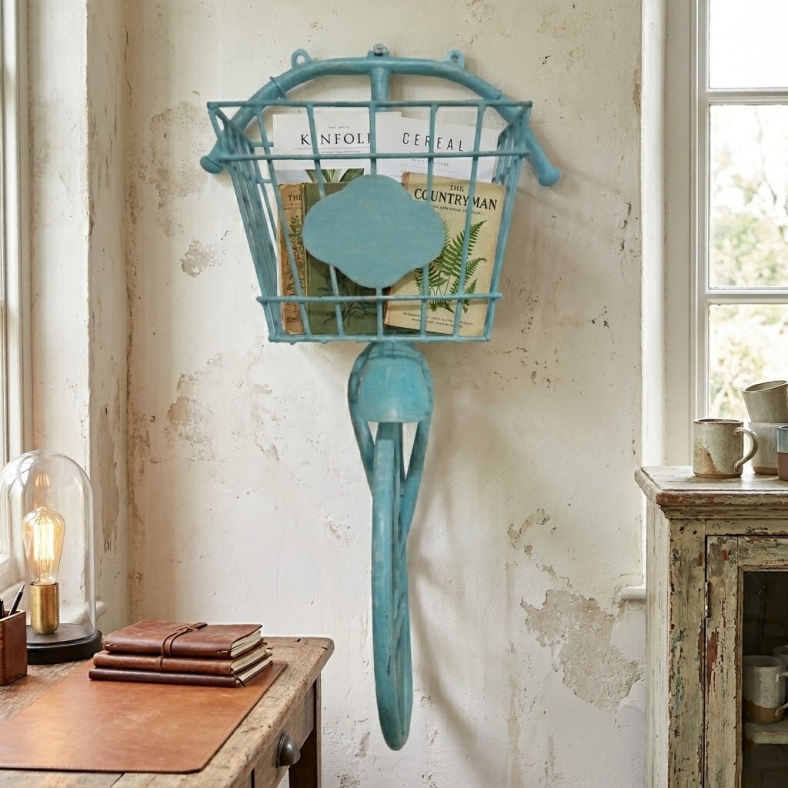 Travis Blue Bicycle Wall Magazine Rack