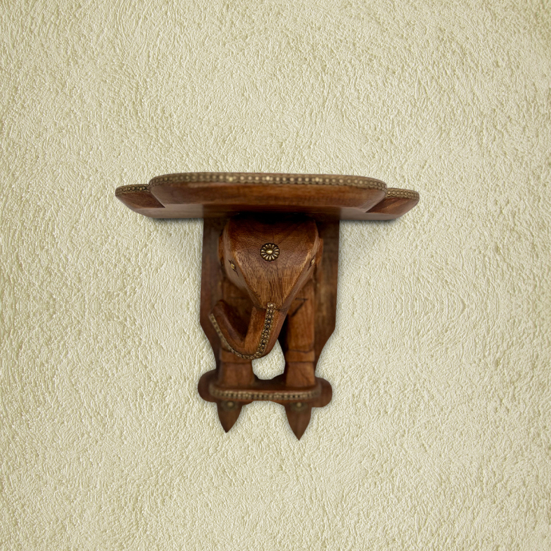 Elephant Decorative Wooden Wall Shelf 