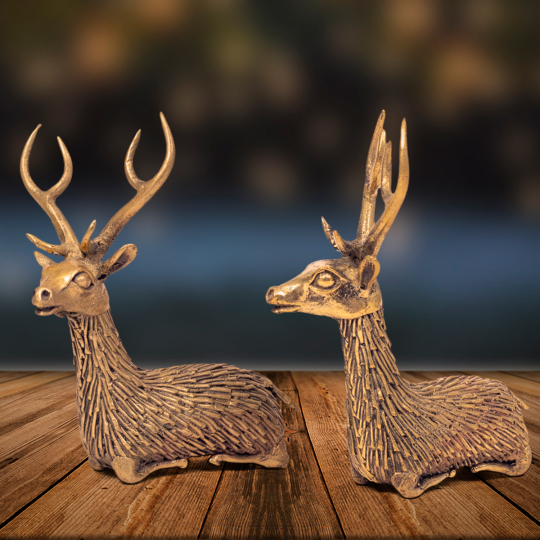 Dhokra Reindeer Front Set Of Two