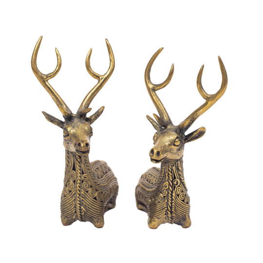 Dhokra Reindeer Sitting Set Of Two 