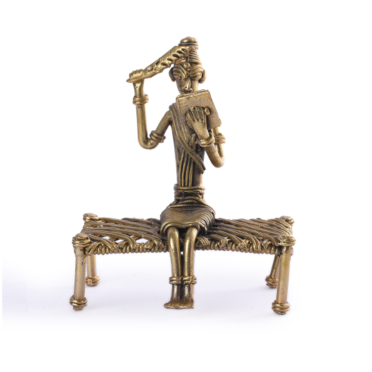 Dhokra Tribal Lady with Mirror and Comb 