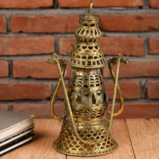 Front view of the Dhokra Lantern-Shop online at Artisans Rose