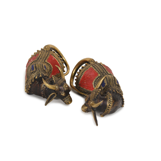 Dhokra Seated Nandi Set of Two 