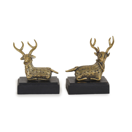 Dhokra Seated Deer On Stand