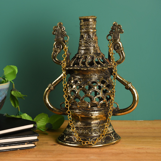 Front view of the Dhokra Lantern-Shop online at Artisans Rose