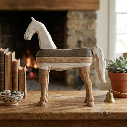 Room setting Bongani Wooden Horse Sculpture - Artisans rose 