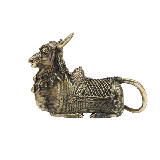 Dhokra Seated Gold Nandi