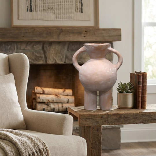 Room setting Elowessa Terracotta Vase Pot - Artisans rose