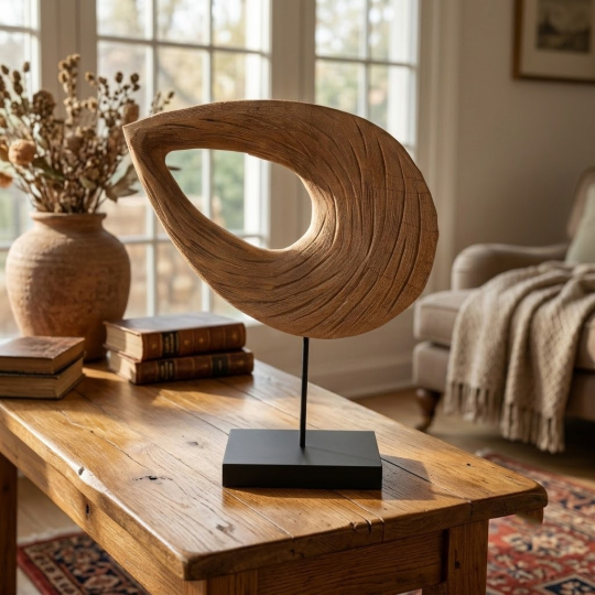 Room setting Zeliora Abstract Curio On Stand - Artisans rose