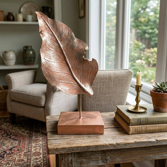 Room setting Brisaya Leaf On Stand - Artisans rose