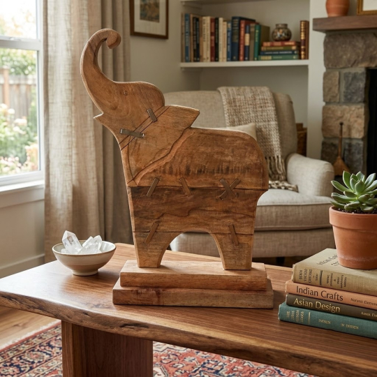 Room setting Calyssaen Elephant Curio On Stand -  Artisans rose