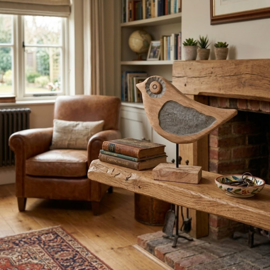 Room setting Elysavae Bird Curio On Stand - Artisans rose