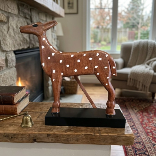 Room setting Selavira Deer Curio On Stand - Artisans rose