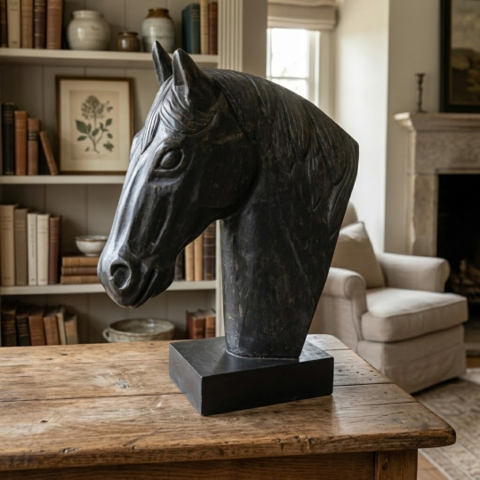 Room setting Auravira Horse Head On Stand - Artisans rose 