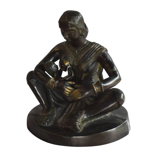 Matrika Mother & Child Brass Figurine