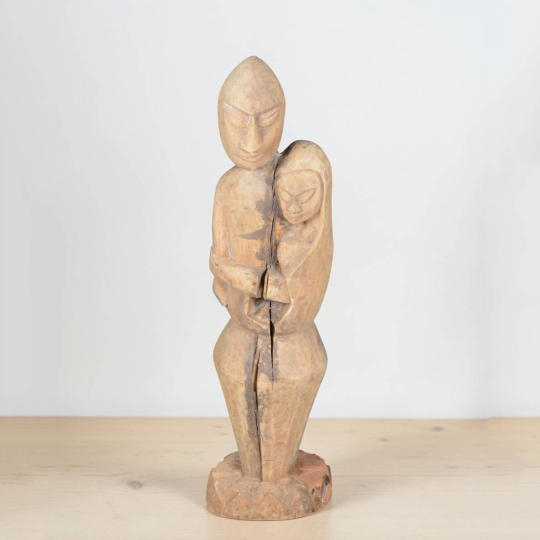 Front view of Elegant Banu wooden statue for home decor