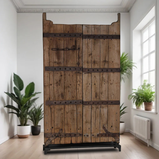 Front view of the Linus Decorative Door On Stand - Artisans Rose