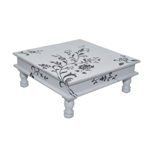Therapon Handpainted Wooden Bajot Table