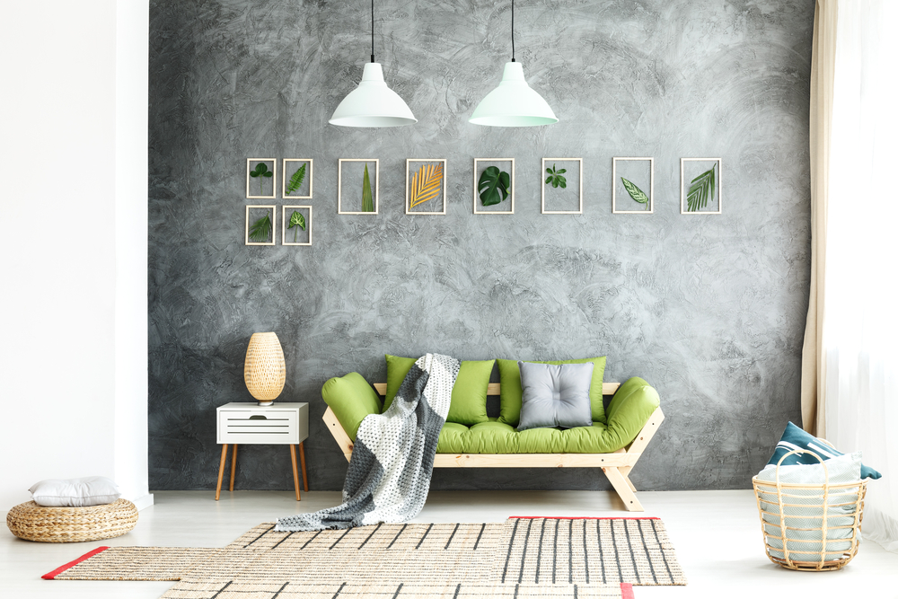 Nature-inspired room styling using wood, plants, and earthy decor elements