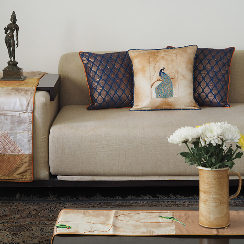 Decorative cushion cover for sofa with detailed pattern and rich texture