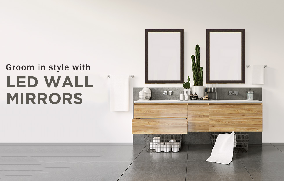 Modern LED wall mirror enhancing bathroom or vanity decor