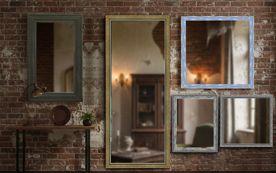 Statement wall mirror used as a focal point in a stylish living space