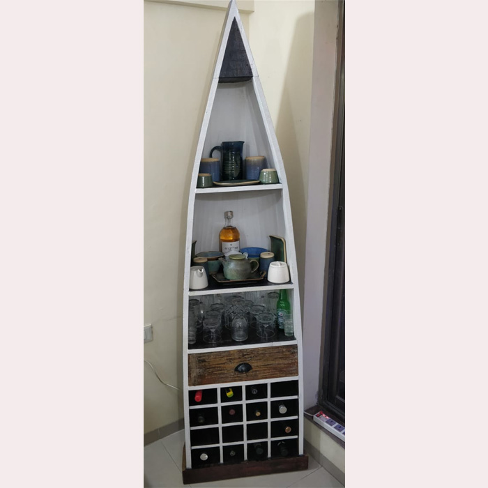Pinnacle wooden bar with wine rack
