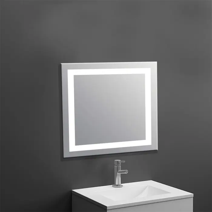 Frameless LED wall mirror with modern minimalist design