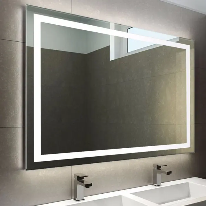 Sleek LED wall mirror with modern vertical design