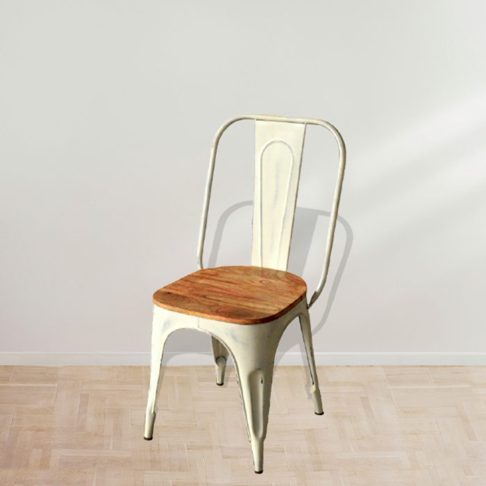 White Tolix chair with industrial design for modern interiors