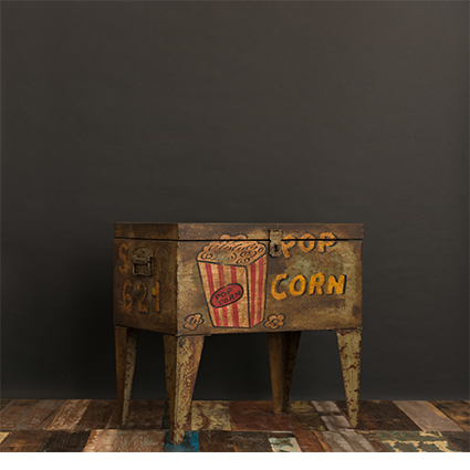 Vote painted ballot box used as vintage home decor with hand-painted detailing